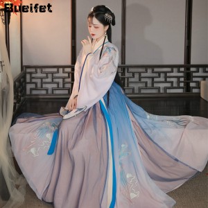 Traditional Folk Hanfu Dance Costumes Chinese Ancient Hanfu Tang Suit Embroidery Oriental Cloth Lady Elegance Dance Wear