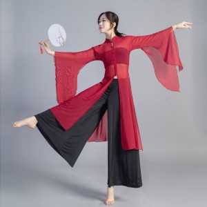 Chinese Classical Dance Costumes Women Classic Suit White Pants Dance Chinese Long Sleeve Blouse