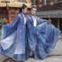 Cosplay Vintage Oriental Costumes Women Jin Dynasty Traditional Folk Dance Clothes Fairy Chinese Hanfu Blue Couples
