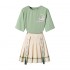 Summer Women Suit Short Sleeve T-shirt Skirt Chinese Improved Fashion Two-piece College Sweet Female Clothing