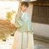 Cross Collar Hanfu Suit Women Embroidery Flower Long Sleeve Novelty Traditional Costumes Set Green Fairy Cosplay Clothes