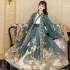 Chinese Wei Jin Ancient Costumes Women Traditional Chinese Autumn Clothing Women Red Green Floral Print Hanfu