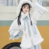 White Velvet Embroidery Hanfu Women Square Collar Half-arm Stand-up Collar Cardigan Horse Skirt Autumn Winter