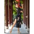 Black Gold Elegant Cheongsam Water Yarn Women Modern Hanfu Classical Dance High Collar Bucket Button Qipao Chinese Costumes