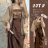 Chinese Traditional Hanfu Dresses Suit Female Summer Retro Loose Cardigan Tube Top Vest High Waist Skirt Three piece Set