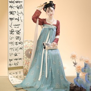 Chinese Traditional Hanfu Costumes Women Folk Dance Clothing Oriental Tang Dyansty Cosplay Dresses Fairy Stage Dancewear Style
