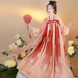 Chinese Traditional Women Dance Costumes Folk Dance Yangko Girls Hanfu Sleeve Dance Costumes Prom Tube Top Dress