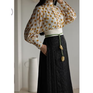 Improved Horse Face Skirt Half Skirt Hanfu Dresses Women With Pocket Elastic Zipper Double Layer Lined Daily Commuting Dress