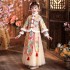 Red Flower Girls Dresses Vintage Chinese Year Costumes Children Winter Embroidery Cheongsam Hanfu Clothes