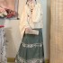 Modern Hanfu Chinese Dresses Hanfu set Winter Year Clothes Round Collar Rabbit Embroidery Three Piece Set Autumn