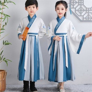 Chinese Traditional Tang Dynasty Hanfu Girl Party Dresses Kids Performance Stage Clothing Set Boy Dance Costumes