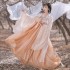 CozyForms Hanfu Dresses for Women One piece Double breasted Skirt Long sleeved Shirt Spring Autumn