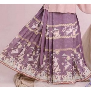 1Pc Hanfu Ming Dynasty Horse Face Skirt Women Pleated Skirt Purple Green Vintage Dresses
