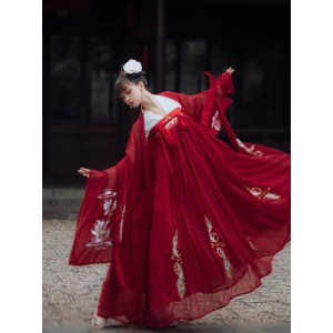 Womens Chinese Hanfu Dresses for Traditional Folk Dance Stage Clothing