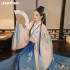Oriental Hanfu Women Vintage Chinese Traditional Folk Dance Costumes Fairy Print High Waist Sexy Dresses Trumpet Sleeve