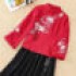 Two-piece Set Spring Tang Suits Embroidery Long Sleeve Chinese Improved Version Thin Hanfu Women Tops Skirt Sets