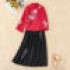 Two-piece Set Spring Tang Suits Embroidery Long Sleeve Chinese Improved Version Thin Hanfu Women Tops Skirt Sets