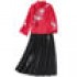 Two-piece Set Spring Tang Suits Embroidery Long Sleeve Chinese Improved Version Thin Hanfu Women Tops Skirt Sets
