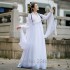 White Ancient Costumes Hanfu Women Elegant Fairy Chinese Improved Dresses Women Ancient Cross Collar