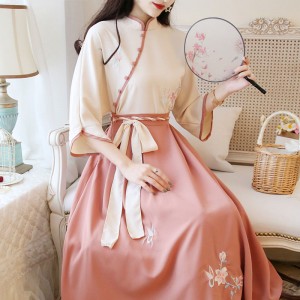 Summer Chinese Traditional Ancient Hanfu Daily Chiffon Dresses Two Piece Set Outfits Women Elegant Vintage Princess Costumes