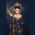 Black Golden Embroidery Long Tailed Empress Princess Drama Costumes Stage Show Photography Cosplay Hanfu Female