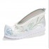 Hanfu Embroidered Chinese Traditional Ancient High Heels Inside Flat Shoes White Blue For Women