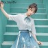 Summer Forest Fairy Hanfu Women Bow Tie Lapel Shirt Lace-up Printed Loose Chinese Daily Two-piece Suit