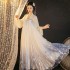 White Hanfu Dresses Women Chinese Tang Dance Costumes Traditional Fairy Ancient 3M Pendulum Veil Bronzing Cosplay Folk Set