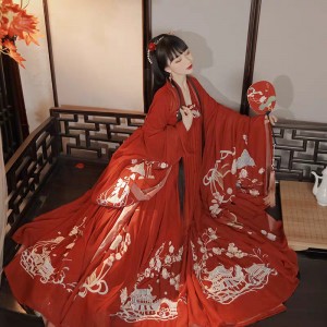 Chinese Tradition Women Pink Hanfu Wedding Embroidery Set Stage Performance Long Sleeve Dance Novelty Hem 6m Cosplay Costumes