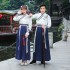 Chinese Dresses Korean Hanfu White Blue Men Women Dresses Cosplay Embroidery Kimono Traditional Clothing