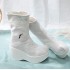 Chinese Hanfu Embroidered Boots Shoes Women Winter Vintage High Heighten White Bow Soap Boots Shoes Women Plus Size