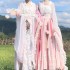 Original Chinese Hanfu Suit Princess Dresses Women Fairy Folk Costumes Clothes Female Wei Jin Spring Autumn Friend Pink