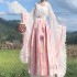 Original Chinese Hanfu Suit Princess Dresses Women Fairy Folk Costumes Clothes Female Wei Jin Spring Autumn Friend Pink