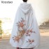 Autumn Chinese Hanfu Cloak Women Vintage Warm Floral Embroidery Hooded Cape Coat Oriental Ancient Princess Overcoat