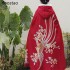 Autumn Chinese Hanfu Cloak Women Vintage Warm Floral Embroidery Hooded Cape Coat Oriental Ancient Princess Overcoat