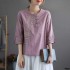 female floral printed chinese top daily casual blouse national chinese hanfu tops for women cotton linen blouse