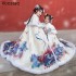 Autumn Winter Women Chinese Hanfu Cape Cloak Chic Warm Plush Deer Print Long Coats Kids Oriental Ancient Princess Overcoat