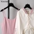 Spring Autumn Women Plus Size Hanfu Set Chinese Female Floral Embroidery Hooded Sweatshirt Coat Sling Dresses Two Piece Suit