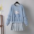 Plus Size Women Autumn Suit Retro Chinese Element Tassel Embroidered Sweatshirt All match Pleated Skirt Two piece Suit