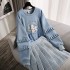 Plus Size Women Autumn Suit Retro Chinese Element Tassel Embroidered Sweatshirt All match Pleated Skirt Two piece Suit