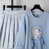 Plus Size Women Autumn Suit Retro Chinese Element Tassel Embroidered Sweatshirt All match Pleated Skirt Two piece Suit