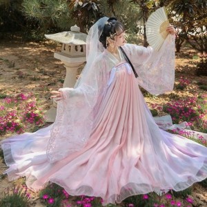 Lace Tulle Women Chinese Traditional Dresses Hanfu Female Ancient Fairy Costumes Plus Size Tang Suit Robe