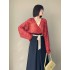 Song Dynasty Aircraft Sleeve Skirt Daily Hanfu Dresses For Women Polka Dot Design Sweet Improved Hanfu Costume