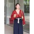 Song Dynasty Aircraft Sleeve Skirt Daily Hanfu Dresses For Women Polka Dot Design Sweet Improved Hanfu Costume