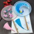 Chinese Long Handle Embroidery Photo Group Fan Ancient Palace Decoration Fan Hanfu Female Summer Art Dance Fan