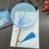 Chinese Long Handle Embroidery Photo Group Fan Ancient Palace Decoration Fan Hanfu Female Summer Art Dance Fan