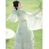 HuaShenJi Original Ming Dynasty Hanfu Standing Collar Robe Pleated Skirt Cloud Shoulder 4Pcs Women Chinese Fairy Green Dresses