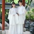 Solid White Vintage Hanfu Chinese Ancient Cosplay Costumes Long Robes Elegant Couple Chinese Traditional Dresses Dance Wear