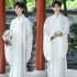 Solid White Vintage Hanfu Chinese Ancient Cosplay Costumes Long Robes Elegant Couple Chinese Traditional Dresses Dance Wear