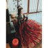 Chinese Traditional Dresses Black Top Skirt Set Red Robe Set Fairy Bronzing Costumes Women Hanfu Dancewear Ancient Performance